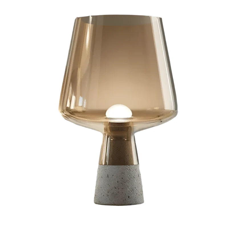 Modern concrete table lamp with glass shade – warm ambient light, E14 socket